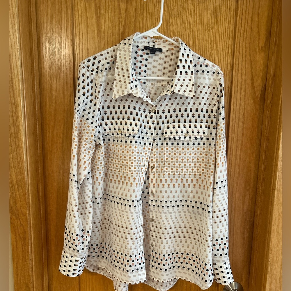 Tommy‎ Hilfiger Women’s Polka Dot Button Down Blouse L